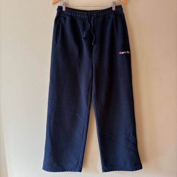 Bench Pants - Bench Dark Blue Lounge Pants, wide leg, rainbow logo, size M